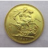An 1887 gold sovereign