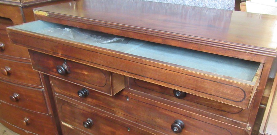 A 19th century mahogany chest of drawers, fitted with one long secret drawer, over two short drawers - Image 2 of 4