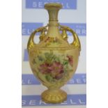 A Royal Worcester blush ivory vase, decorated with flowers, shape number 1683, dated 1910, height