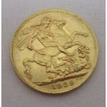 A George V 1928 gold sovereign