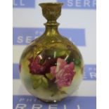 A Royal Worcester vase, decorated with roses, shape number H126, dated 1916, height 5ins