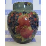 A Moorcroft Pottery covered ginger jar, decorated in the Finches pattern, height 8.5ins
