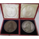 A Victorian silver commemorative medal, for the Golden Jubilee 1887, in original case, together with