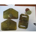 R Charlton Locker plate and tags, brass Northumberland Fusiliers and Irish Guards name plates