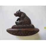 A 19th century Black Forest ink blotter, mounted with a carved bear, height 5ins