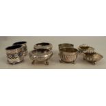 Four pairs of hallmarked silver salts