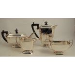 A silver four piece tea and coffee set, Birmingham 1936, weight 58oz all in