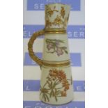 A Royal Worcester gilded ivory jug, decorated with flowers, shape number 1047, af, height 8ins