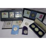 A group of commemorative silver medals, to include the Apollo-Soyuz Space Mission, the Apollo 13