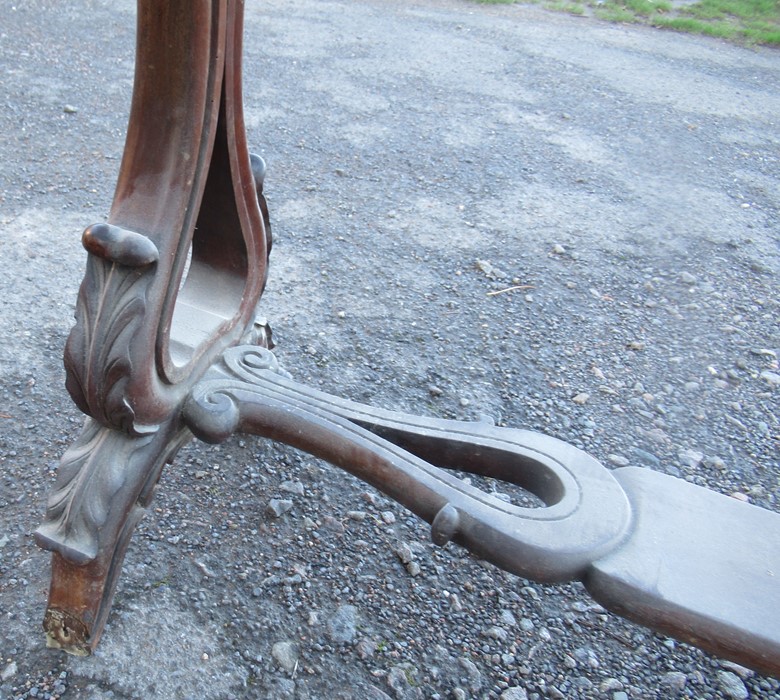 A 19th century mahogany table base, of shaped rectangular form, with raised carved decoration, - Image 5 of 5