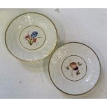 A pair of Chamberlains Worcester plates, decorated with flowers to a gilded border, circa 1820,