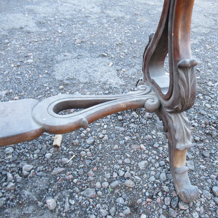 A 19th century mahogany table base, of shaped rectangular form, with raised carved decoration, - Image 4 of 5