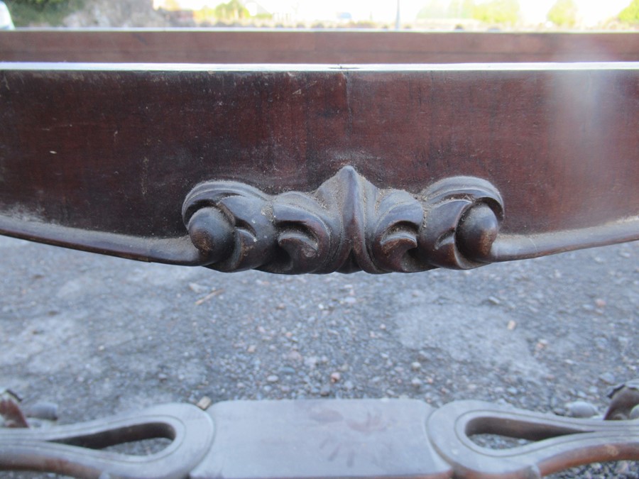 A 19th century mahogany table base, of shaped rectangular form, with raised carved decoration, - Image 3 of 5