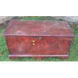 An Antique elm blanket box, with hinged rising lid, raised on bracket feet, 37.5ins x 19ins,