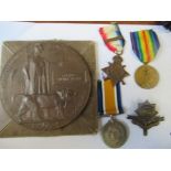 Private C H Berry, Worcester Regiment KIA 24.8.16 14 Star Trio, cap badge and plaque