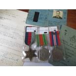 Corporal E T Bowen World War 2 Star Medal, Defence Medal, War Medal, together with paperwork