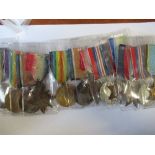 Clark family group, Four sets of medals, WW1 and WW2, 2 x 15 Trios Merchant Navy KIA 1942, RAF KIA