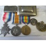 Sapper C H Lang, Royal Engineers 15 Star Trio with cap badge, cigarette case, vesta and lighter