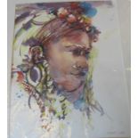 An unframed watercolour portrait, signed, 18.5ins x 14.5ins, together with Joseph Dixon,