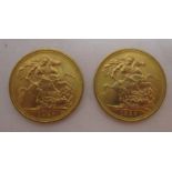 Two 1957 gold sovereigns