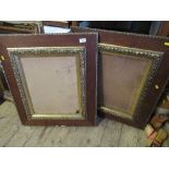 A pair of oak and gilt frames, with moulded decoration, aperture size 15ins x 19ins, together with