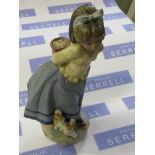 A Lladro figure of a girl with a puppy, with a basket on on her back, model number 2233, height