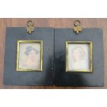 Two 19th century portrait miniatures, Georgian ladies, 2.25ins x 1.75ins