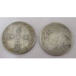 Two William III crowns, both dated 1696