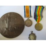 Private G Haley, South Staffordshire Regiment Died 9.8.15 British War Medal, Victory Medal, plaque
