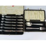 A Cased George V Silver Christening Spoon and Fork, Birmingham 1914, I S Greenberg & Co., 45g, and