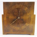 An Art Deco Burr Walnut Mantle Clock with Dufa German striking movement