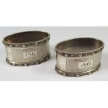 A Pair of Modern Scottish Silver Napkin Rings, Edinburgh 1970, J B Chatterley & Sons Ltd., 77g