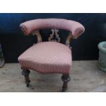 A Victorian Oak Upholstered Decorative Chair