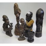 A Collection of African Carved Ebony and other Figures and busts