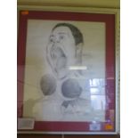 George Gale (1929-2003), Cassius Clay signed pencil caricature, 38x 30cm f&g