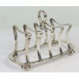 A George V Silver Four Slot Toast Rack, Birmingham 1921, Joseph Gloster Ltd., 98g