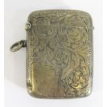 An Edward VII Silver Vesta Case with chased foliate scroll decoration, Birmingham 1902, SL, 29g