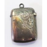 A Small Victorian Silver Vesta Case with chased foliate scroll decoration, Birmingham 1899,