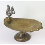 A WMF Silver Plated Nut Dish with squirrel handle, 24.5cm long