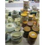 A Collection of Portmeirion Botanic Garden Storage Jars , Hornsea jars and Royal Doulton Rose