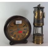 An Ackroyd & Best Ltd. Miner's Safety Lamp, no. 888 and Wurttemberg Clock (not running)