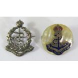 A Royal Army Medical Corps Silver Brooch (London 1911) and Royal Naval Division brooch