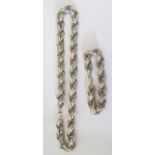 A Modern London Silver Necklace and Bracelet Set, 112g
