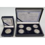 An SA Wildlife Series Big Five Five Coin Sterling Silver Coin Set, with COA and 2000 PROTEA R1 '