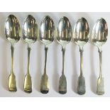 A Set of Six Victorian Silver Desert Spoons, London 1861, Thomas Smily, 307g
