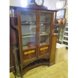 An Art Nouveau Mahogany and Marquetry Inlaid Glazed Cabinet