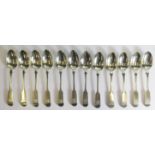 A Set of Twelve Victorian Scottish Silver Teaspoons, Glasgow 1880, William Coghill, 184g