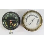 A Smiths Manual Clock and aneroid barometer