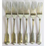 A Set of Five William IV Silver Forks, London 1836, Mary Chawner, 446g