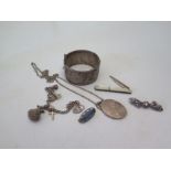 A Chester Silver Hinged Bangle and other silver jewellery etc.